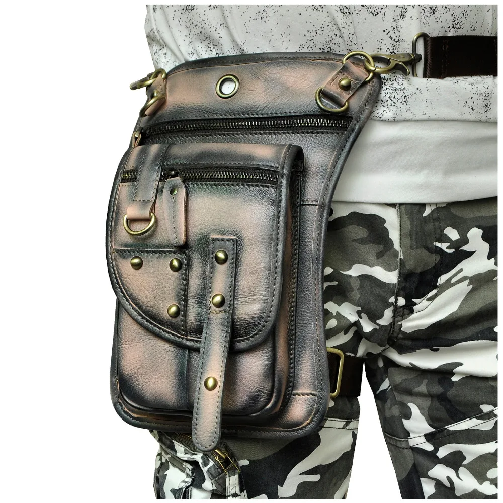 

Original Leather Design Men Casual Messenger Shoulder Bag Fashion Fanny Belt Waist Pack Drop Leg Bag 8" Tablets Pouch 2141LA