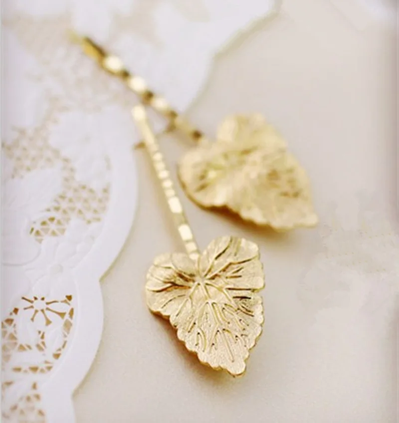 Корейские модные волнистые заколки для волос в форме золотых осенних листьев