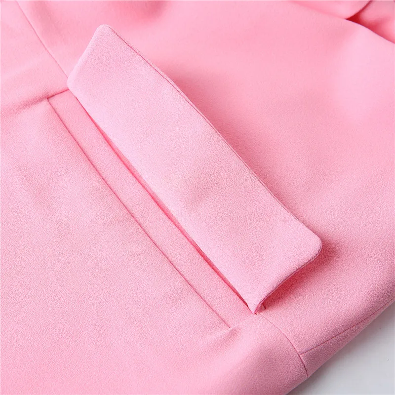 Для женщин Мода весна блейзер розовый зеленый три четверти рукав повседневное