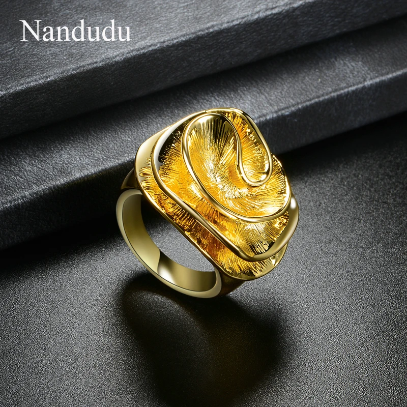 Nandudu желтое золото Цвет Медь Цветок Кольца для женщин девушка Леди Мода ювелирные