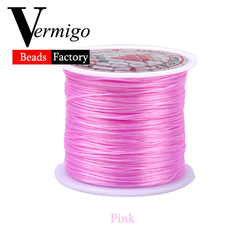 60m/Roll DIY Crystal Beading Stretch Cord for Jewelry Making 0.7mm Elastic Thread Rope Diy Bracelet Necklace Accessories - Цвет: Pink