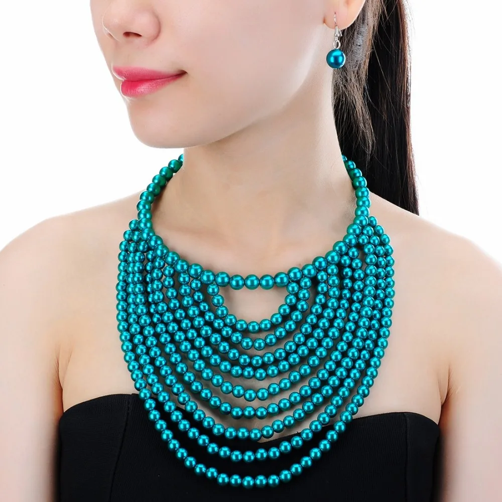 Женский ювелирный комплект из колье и серёг с жемчужинами|jewelry sets for women|necklace earrings