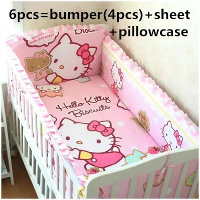 

6PCS Cartoon baby bedding set crib bedding sets cartoon kit berço nursery bedding (bumpers+sheet+pillow cover)