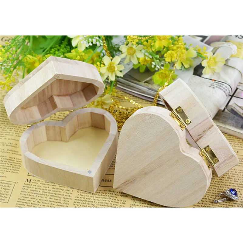 Storage Box Heart Shape Wooden Organizer Jewelry New Wedding Gift Makeup Cosmetic Earrings Ring Desk Rangement Make Up Case | Дом и сад