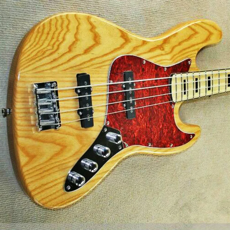 Top quality FDJB-5015 original wood color solid Ash body red plate active pickup 4 strings electric Jazz Bass Free shipping | Спорт и