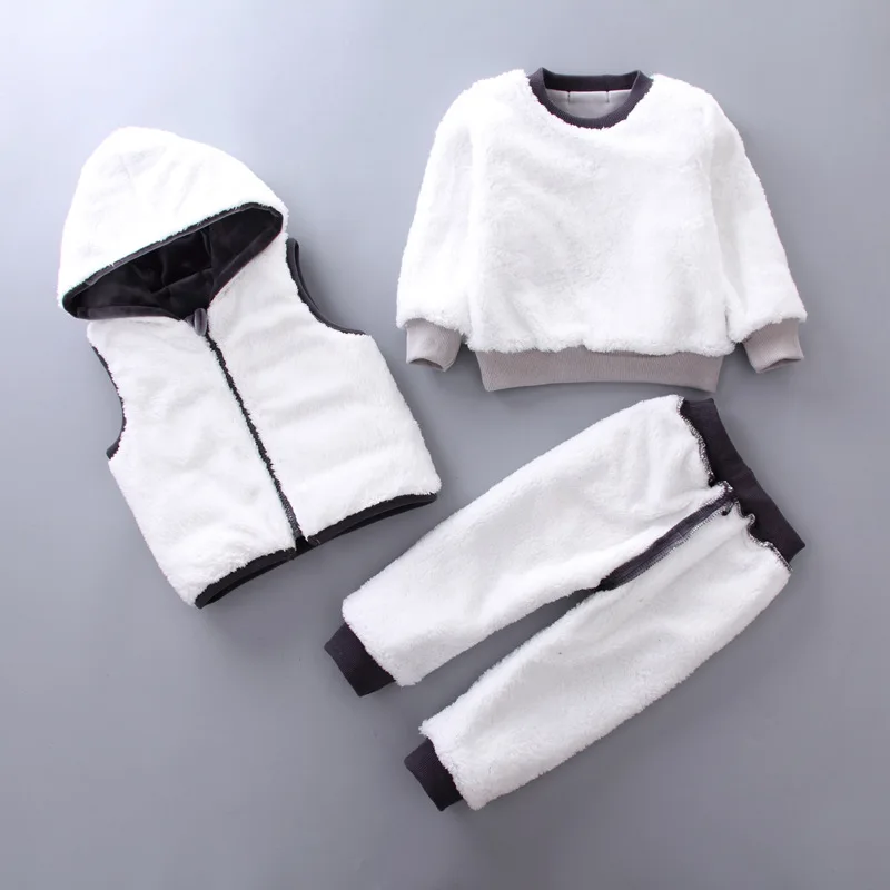 Одежда для маленьких девочек комплект 3 шт. зима плюшевые бархатные утепленные