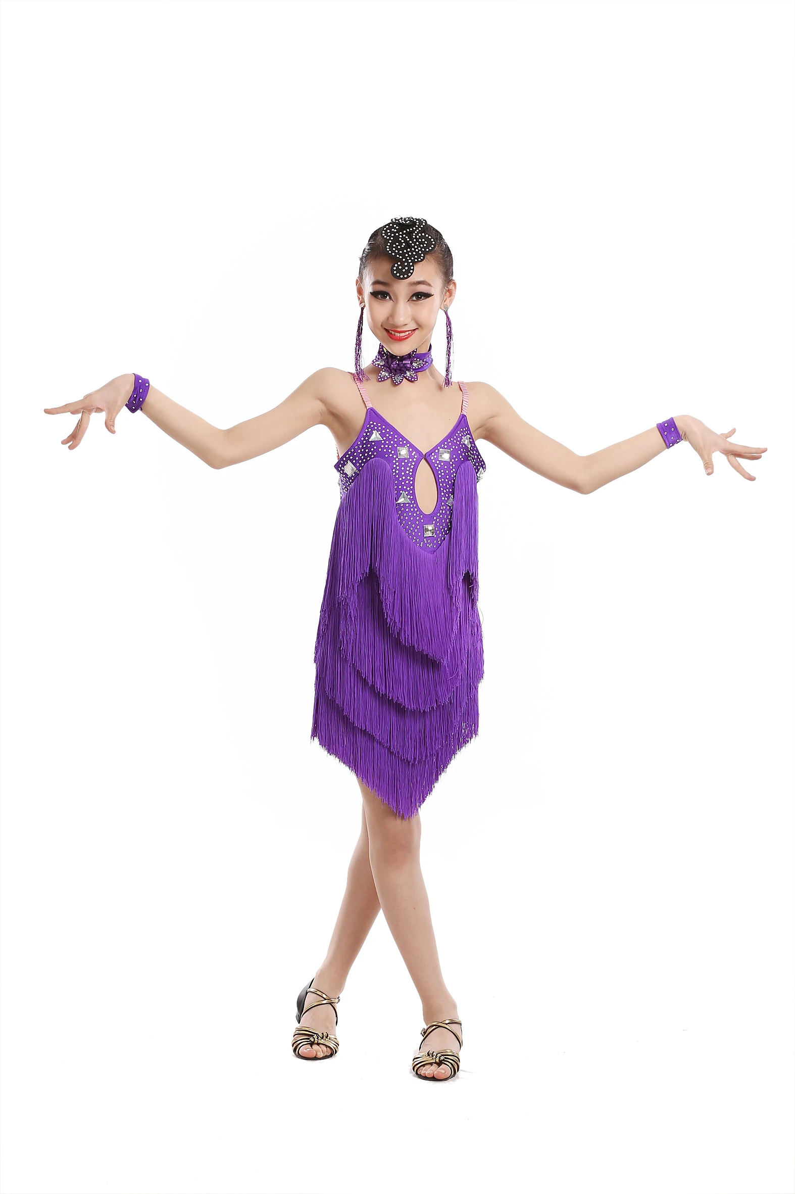 Детская летняя танцевальная юбка с бахромой для девочек|Латинский| |