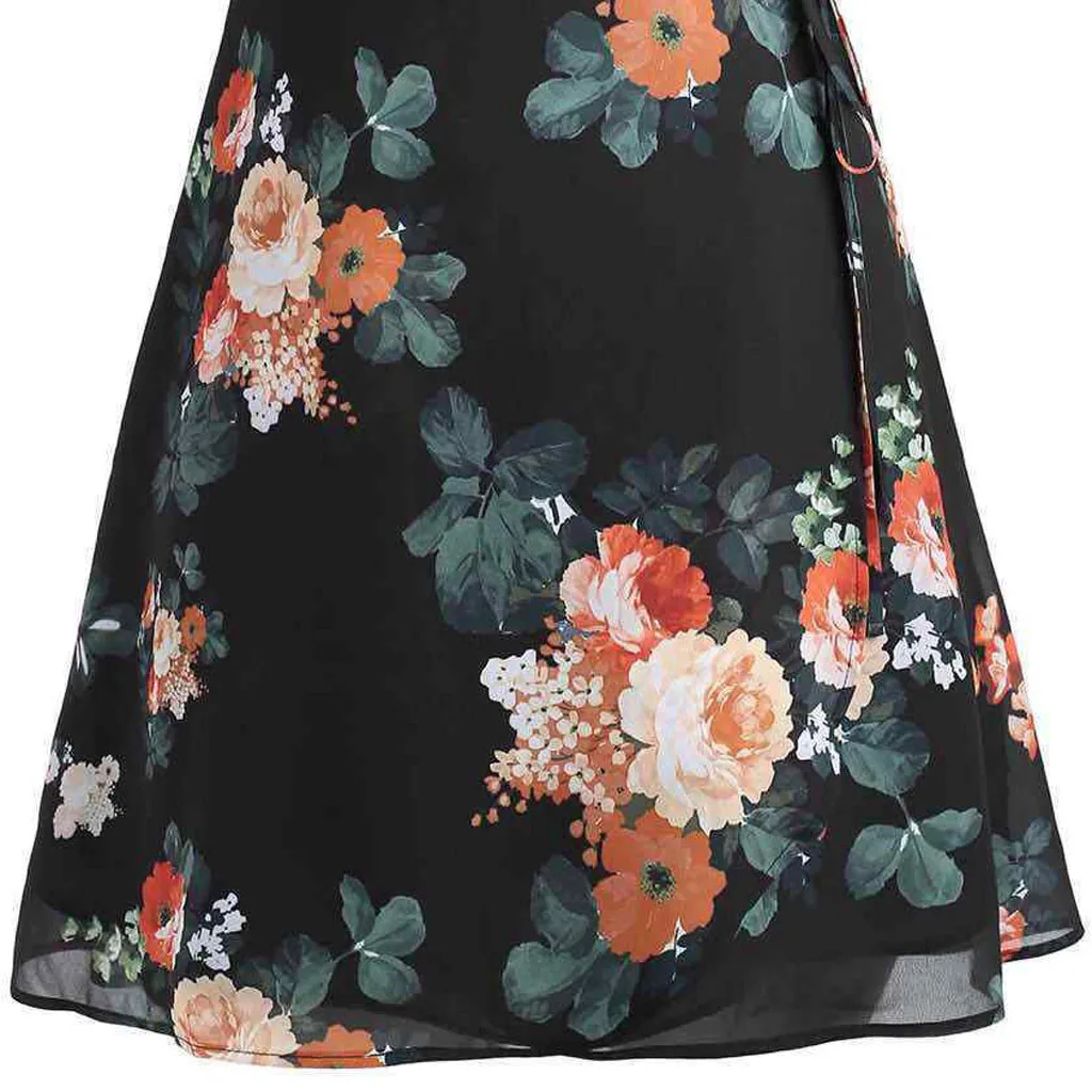 Женское платье с короткими рукавами и цветочным принтом модное Повседневное