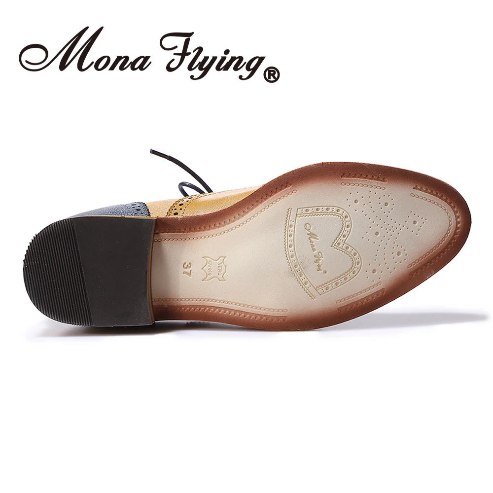 Mona Flying/женские кожаные оксфорды на шнуровке; Разноцветные оксфорды с перфорацией типа «броги»; туфли в стиле Дерби для женщин; женские B098-3 для девочек