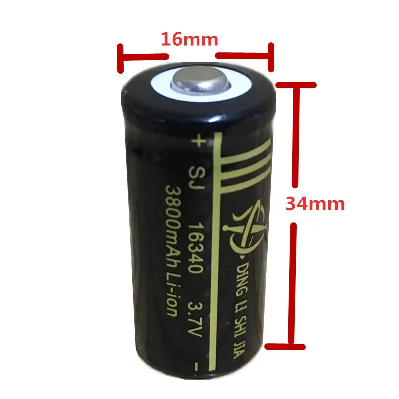 2 шт 16340 Батарея 3800 mAh Li-Ion Перезаряжаемые Батарея 3,7 V лазерная ручка батареи+ ЕС Plug 18650 регулируемые двойной батарея Зарядное устройство