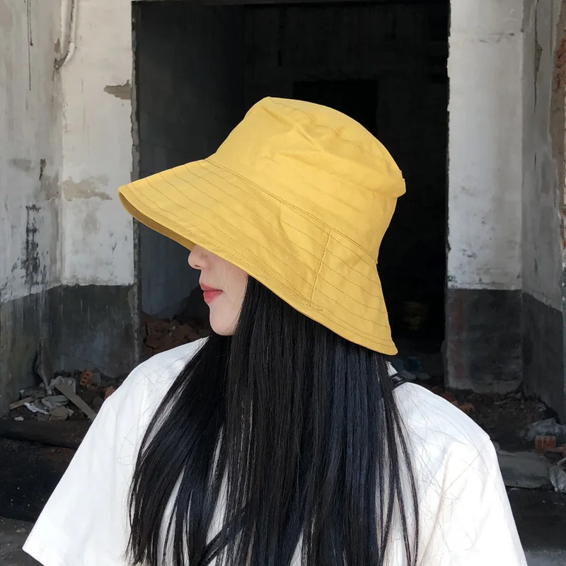 Pure-color Fisherman's Hats Women Spring Summer Sunshade Basin Hat Female Fashion Cotton Sun Protection Cap Lady Caps H230