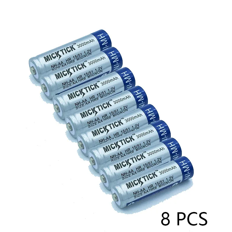 8PCS 4/8/12/20 Вт, 30 Вт, AA 2A aa 1,2 V 5# разъемная застежка-молния 3000 мА/ч, Перезаряжаемые Батарея металл-гидридных или никель Перезаряжаемые Batteria батареи Камера игрушечные часы MP3 - Цвет: 8PCS