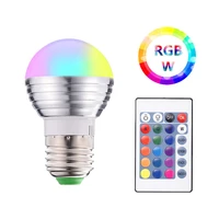 1pc led smart bulbs 3w e27 globe lamp rgbw dimmable spotlight light with 24keys remote control memory bulbs for home christmas