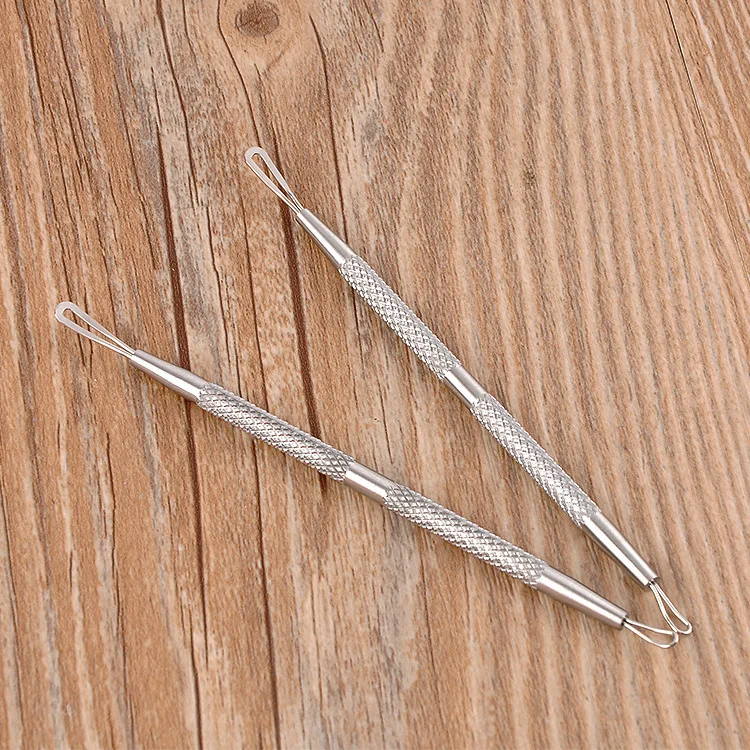 Silver Needle 1PC Dual-head Loop Stainless Steel Antibacteria Acne Removal Blackhead Pimple Remover Comedone Blemish Extractor