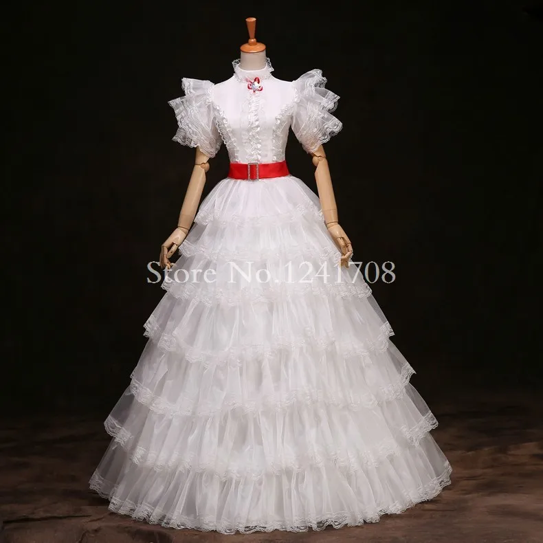 Бело голубое многослойное платье принцессы в стиле рококо барокко Мари