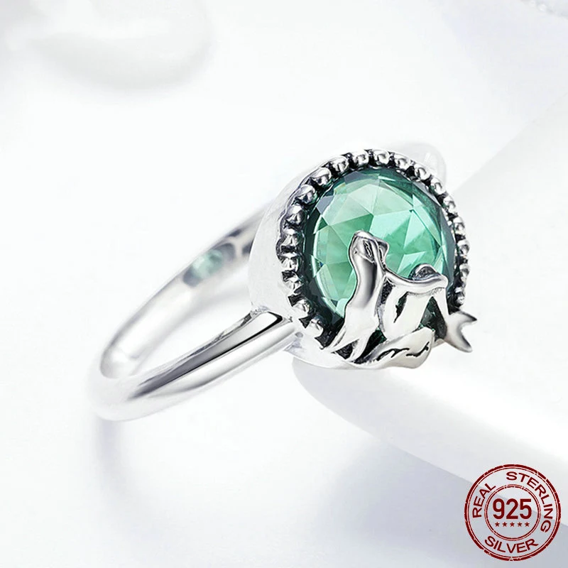 Настоящее серебро 925 пробы любовь русалки Кристальные кольца на палец для женщин
