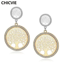 chicvie new design jewelry hypoallergenic charms earrings gift for her personalized hollow tree of life dangle earring ser180008