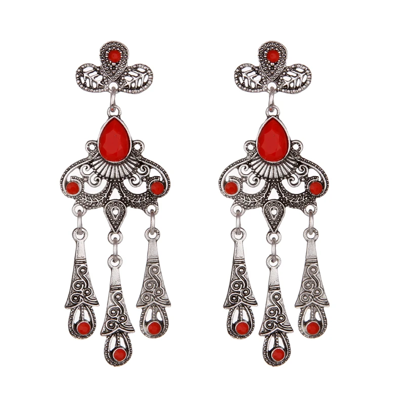 Новый дизайн модные очаровательные винтажные богемные серьги с зеленым камнем