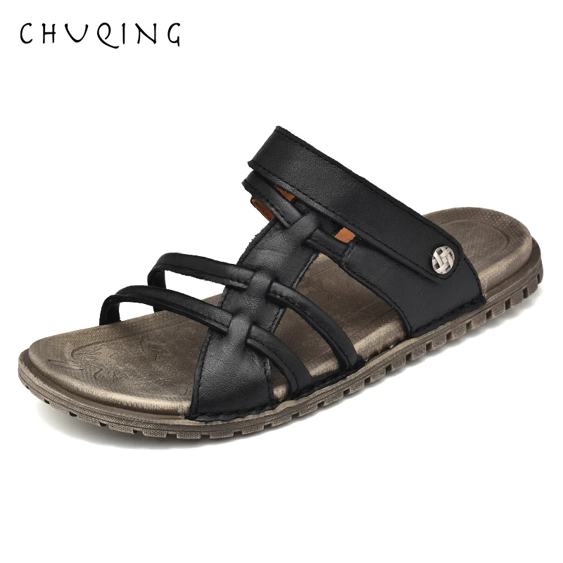 Мужские летние туристические сандалии CHUQING Кожаные Классические римские уличные