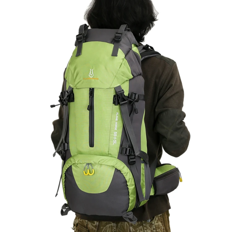 

Men mountaineering waterproof outdoor sports nylon bag male Wild camping backpack women Rainproof 60L mountaineering bag female