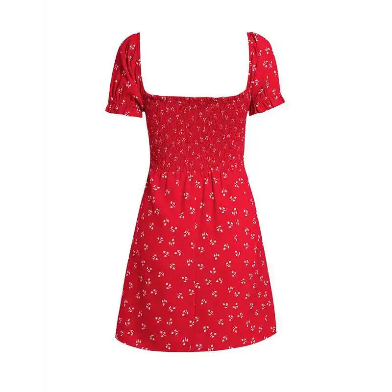 RQOKIA женское шифоновое платье с цветочным принтом летнее винтажное свободное