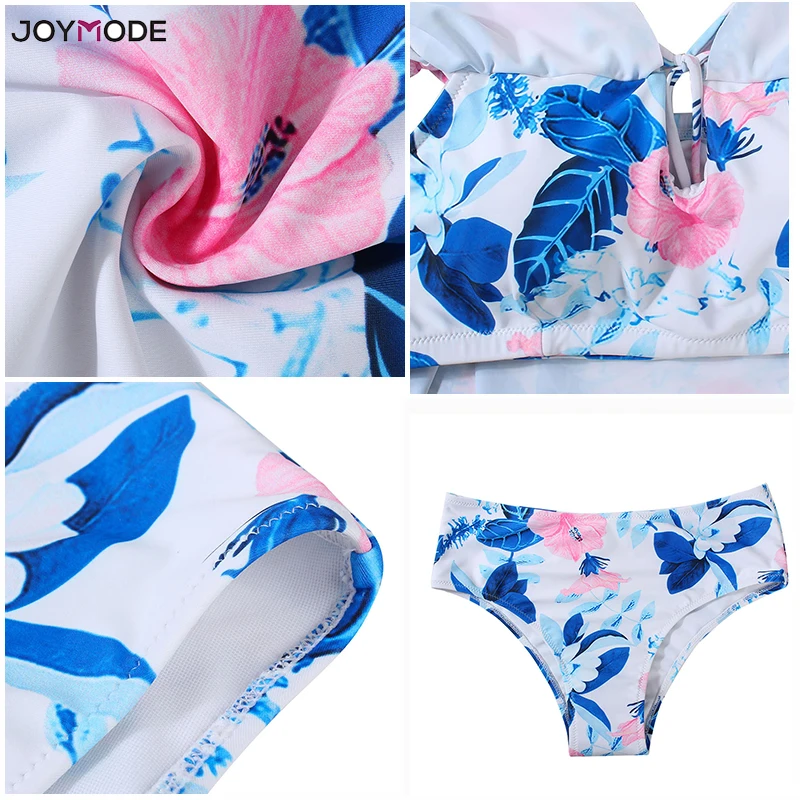 JOYMODE с открытыми плечами Купальник из двух частей с воланами Купальник для женщин с оборками пляжное бикини с высокой талией Mujer Cintura Alta Biquini