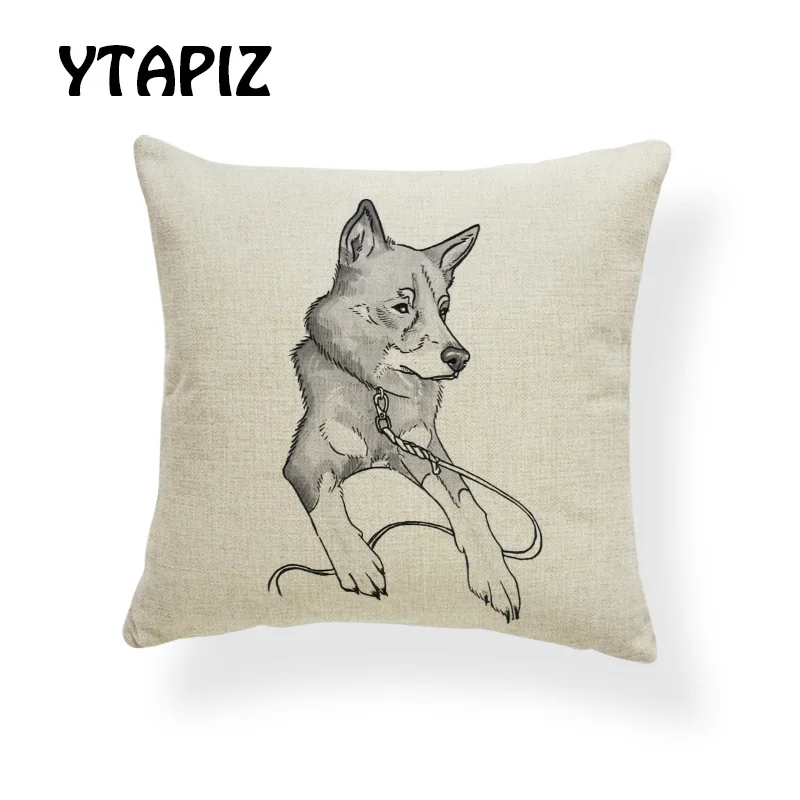 17 Простой Эскиз Портрет Whippet такса американский стаффордширский терьер микс подушки набор 45X45 см полиэстер диван декор подушки - Цвет: 17