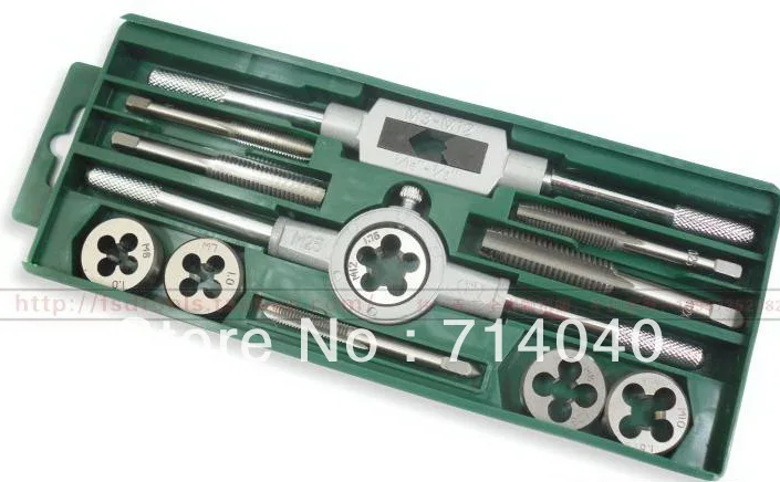 Ручной Threading M6 ~ M12 tap die set набор метрических штампов инструментов для резьбы 12 шт. |