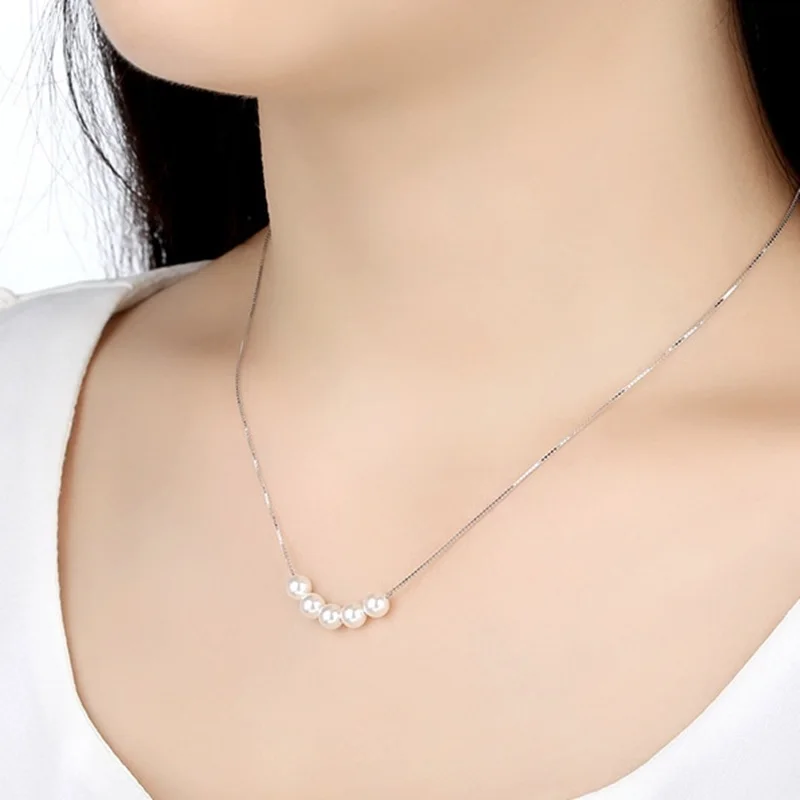 Женское ожерелье с подвеской белое 8 мм жемчугом Five для дня рождения вечеринки