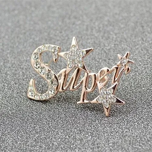 Gold Tone Cubic Zirconia Crystals Super Stars Women Brooch Wedding Bridal Bouquet Pins Amazing Star Jewelry Corsage for Lady |
