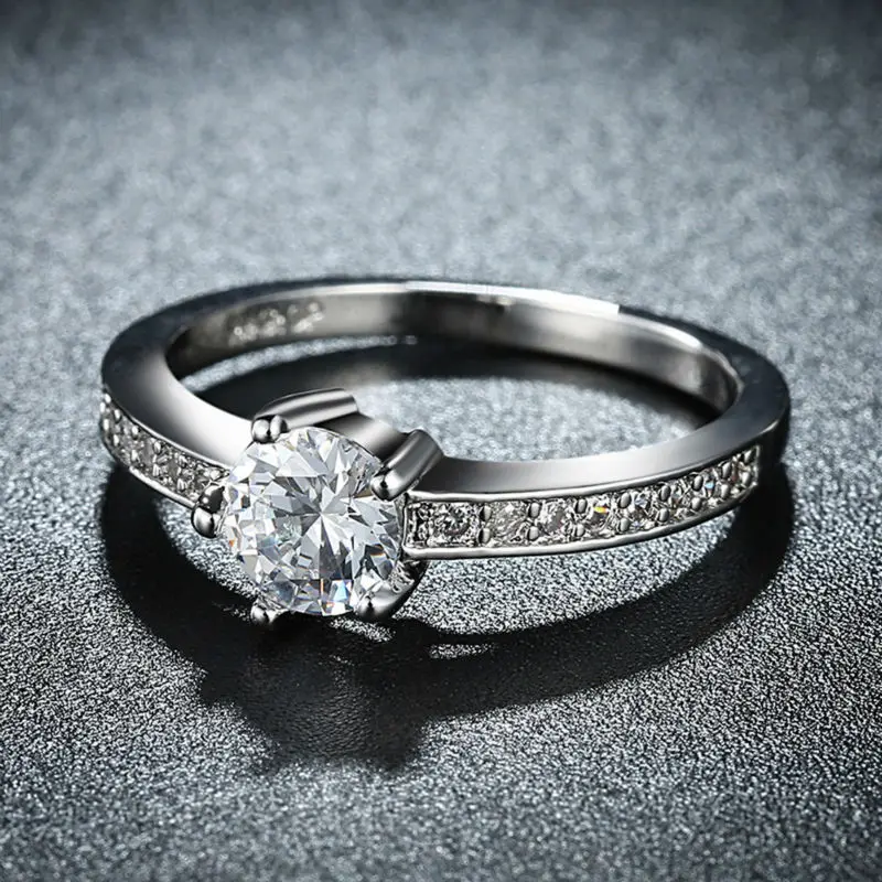 Женское кольцо с круглым цирконом в простом стиле|zircon ring|ring fordesigner ring |