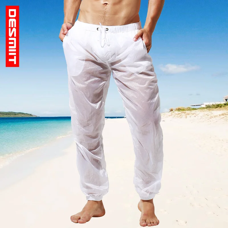 Новинка 2020 мужские сексуальные шорты быстросохнущие однотонные Прозрачные для