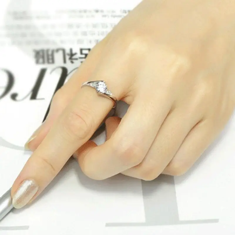 

Wholesale Charms 925 Sterling Silver Wedding Band Ring Austrian Crystals Female Bague Valentine days Gifts Free Shipping
