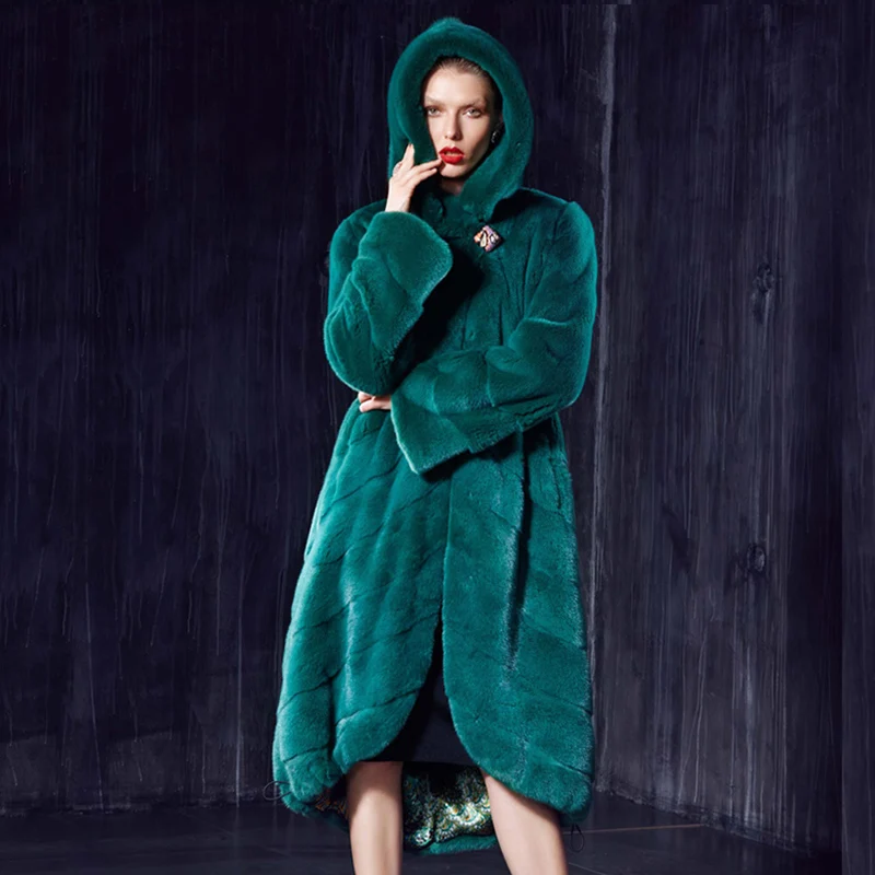 Пуховик LVCHI женский зимний из натурального меха норки благородное пальто в