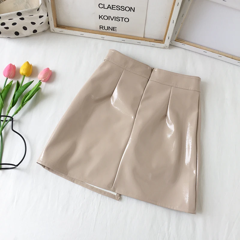 Женская юбка из искусственной кожи Cakucool блестящая облегающая мини