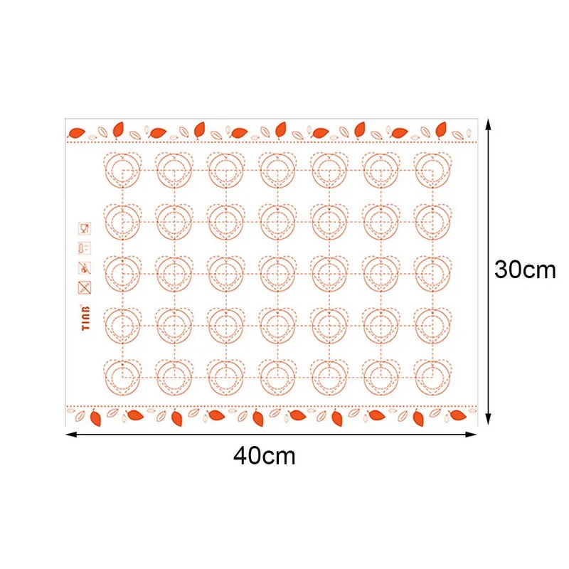 orange 40x30cm Жаропрочная посуда для фондан Макарон печь для выпечки Торт Кондитерские инструменты лист тесто рулонные коврики коврик 40x30 см/29x26 см силиконовый коврик для выпечки - Цвет: orange 40x30cm