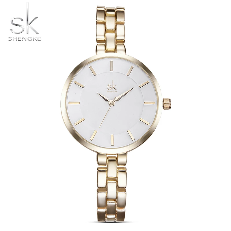 SK/простые женские Круглый циферблат из розового золота браслет часы 2017 Топ