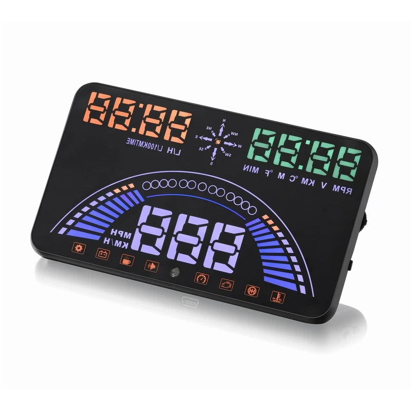 5.8&quot Large Screen S7 HUD Head Up Display Combing OBD and GPS Two Systems Engine Fault Alarm Dynamic Speed Over Speeding Warning |