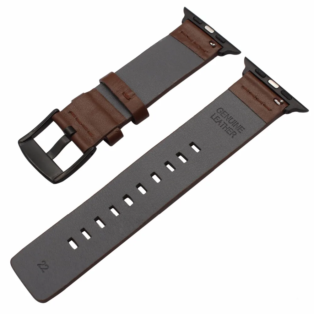 Italy Genuine Leather Watchband + New Adapters for iWatch Apple Watch 38mm 42mm Series 1 2 3 Band Steel Buckle Wrist Strap | Наручные