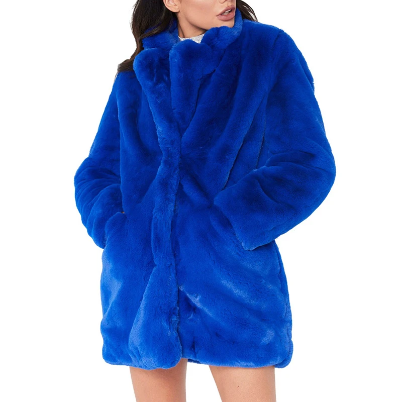 ENbeautter 2018 New Winter Coat Women Loose Long Sleeve Lapel Faux Fur Fashion Street Wear Warm Fluffy Clothing | Женская одежда