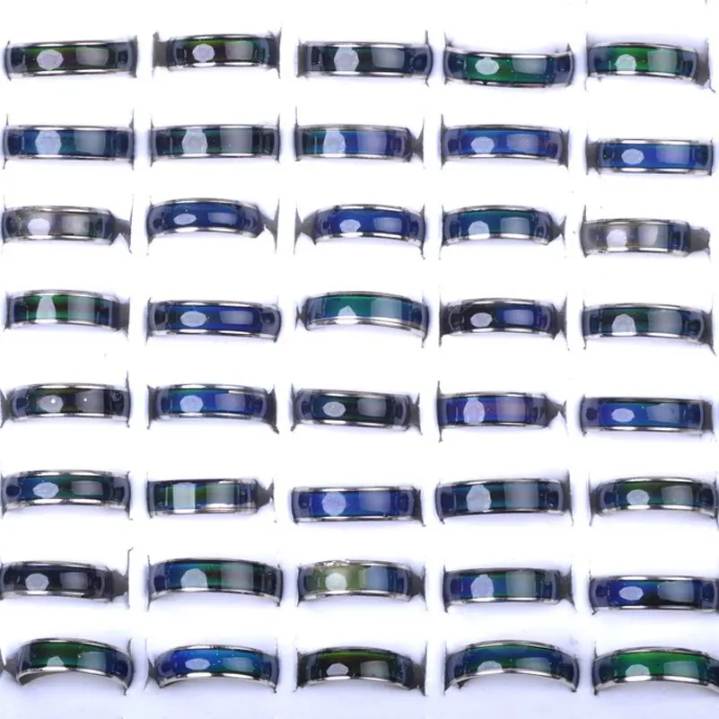 Распродажа Anillos Bulks смешанные Меняющие цвет покрытые кольца настроения