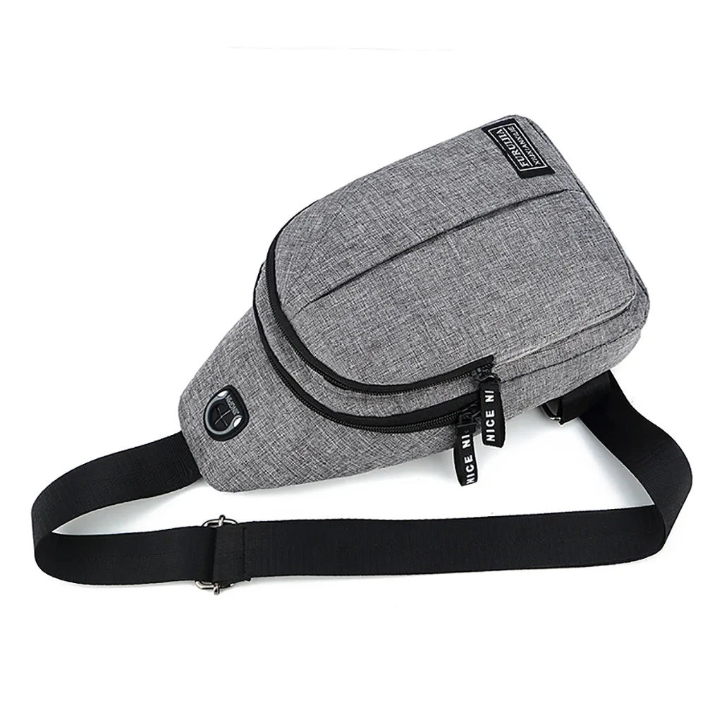 Мужская нагрудная сумка из ткани Оксфорд с usb-зарядкой и карманами | Багаж сумки