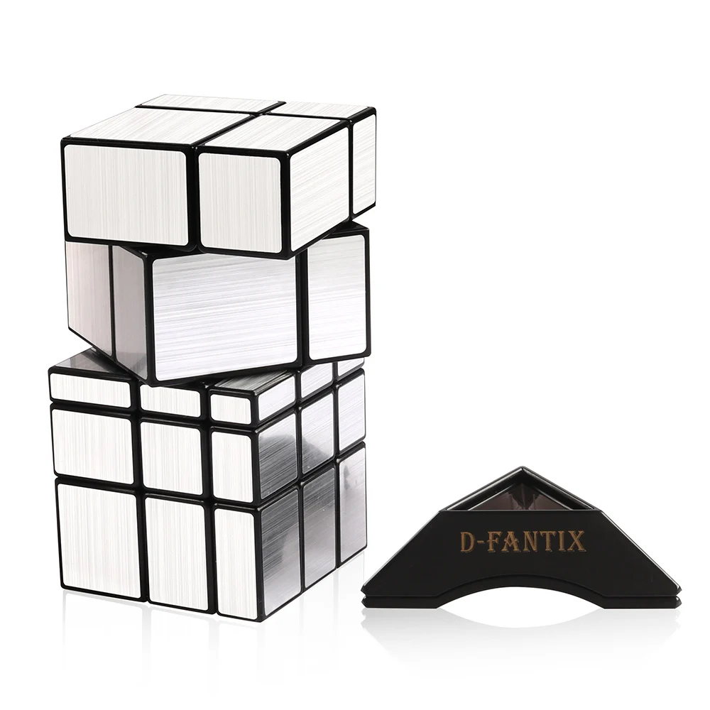 Набор зеркальных кубиков D-FantiX Shengshou 2x2 3x3 зеркальные Кубики-пазлы серебряные