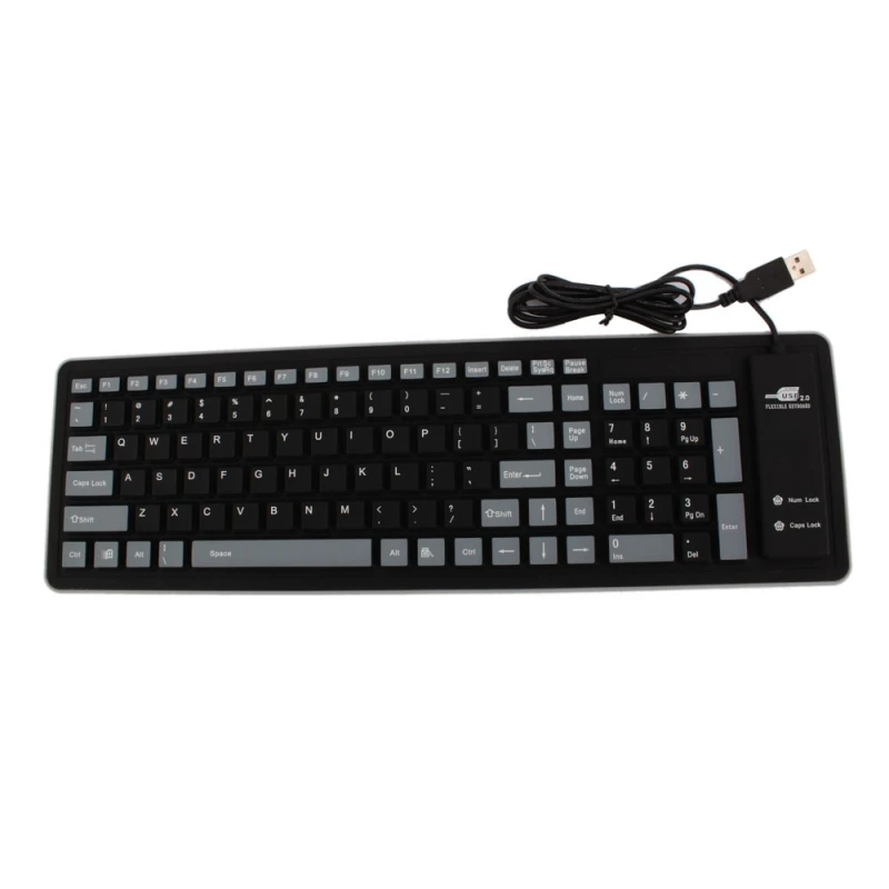 Гибкая черная и серая компьютерная клавиатура с 103 клавишами|keyboard email|keyboard pc