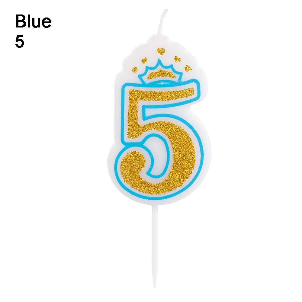 Blue-5 Новые блестящие туфли; Цвет: розовый, золотистый/синий 1 2 3 4 5 6 7 8 9 0 коронный номер лампы в форме свечи для детей мальчиков и девочек День рождения торт декоративные свечи - Цвет: Blue-5