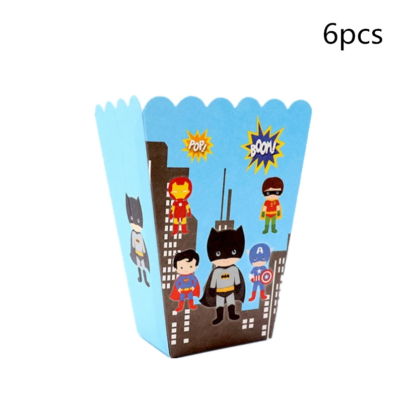 Popcorn Box 6pcs 10 шт./партия, вечерние товары «мстители», бумажная чашка, мультфильм, день рождения, для украшения детского душа, тематическая вечеринка для детей, девочек и мальчиков - Цвет: Popcorn Box 6pcs
