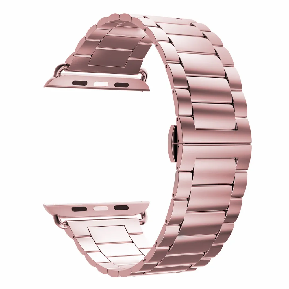 Ультра тонкий 2,0 мм сменный ремешок из нержавеющей стали, совместимый с Apple Watch Series 4/3/2/1 - Цвет ремешка: Rose Gold