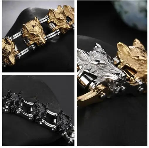 Большой 316L нержавеющая сталь Волчья Голова Байкер Готический мотоцикл звено