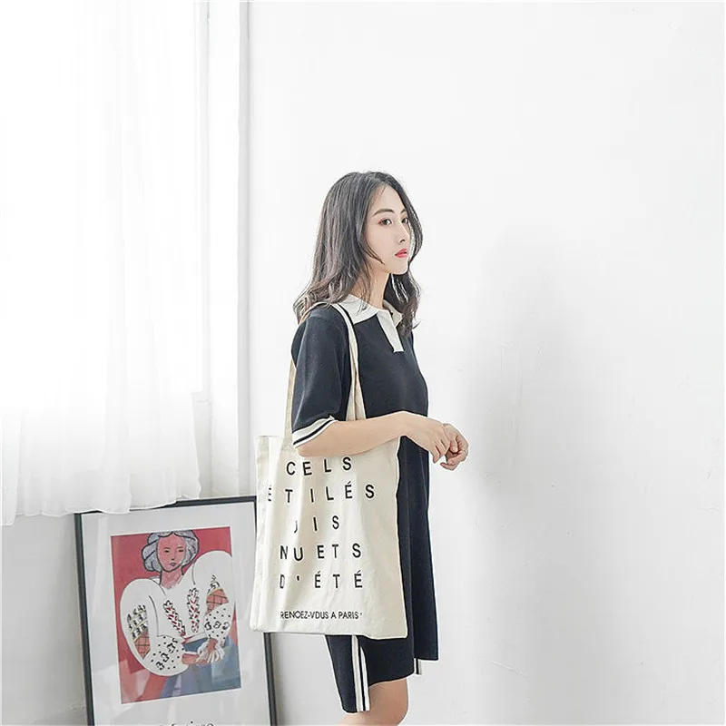 Новинка модная повседневная сумка из парусины с буквенным принтом Экосумка для