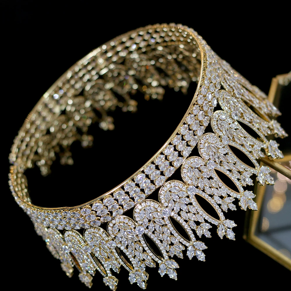 nuevo lujo princesa de oro joyeria de la Кабеза y gran Корона диадема boda accesorios пункт Эль Кабельо accesorios de la Сина
